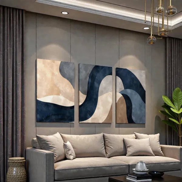Framecraft เซ็ต 3 ภาพ ภาพแอปแตรค รูปโมเดิร์น ภาพพิมพ์บนแคนวาส พร้อมกรอบ | Set 3 paintings, Abstract Wall Art, Print on Canvas, Ready to Hang