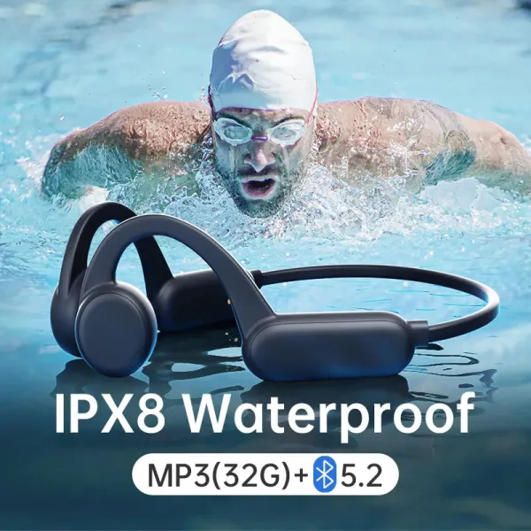 【แฟลชเซลล์】X18pro Bone Conduction หูฟัง IPX8 กันน้ำหูฟังว่ายน้ำ TWS บลูทูธไร้สายหูฟังกีฬาพร้อมไมโครโฟน 32G หน่วยความจำ MP3 เครื่องเล่นเพลงกีฬากลางแจ้ง,เดินป่า