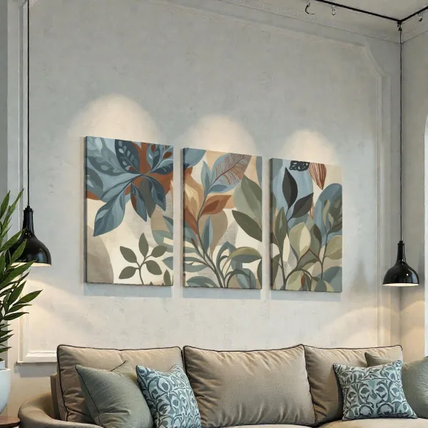 Framecraft เซ็ต 3 ภาพ ภาพดอกไม้ ใบไม้ ภาพพิมพ์บนแคนวาส พร้อมกรอบ | Set 3 paintings, Floral Wall Art, Print on Canvas, Ready to Hang