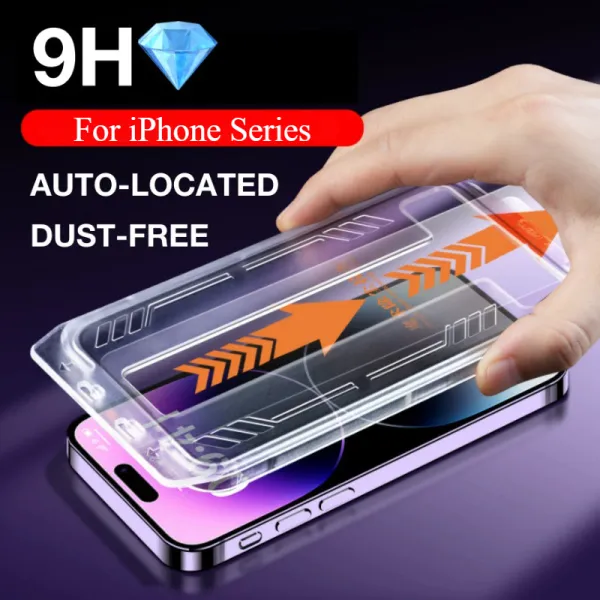 One-Touch Full HD Tempered Glass Screen Protector for iPhone 16, 15 Pro Max, 14 Pro Max, 13, 12 Pro Max, 7, 8 Plus, X, XR, XS, and 11