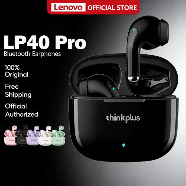 Lenovo LP40Pro หูฟังไร้สาย 2021 New Version LP40 หูฟังบลูทูธไร้สาย พร้อมไมค์ IPX5 Hd Music TWS พร้อมเสียงเพลงและโทรโทรศัพท์ หูฟังเล่นเกมไร้สายบลูทูธ True wireless Bluetooth 5.1 Earphone หูฟังไอโฟน ...