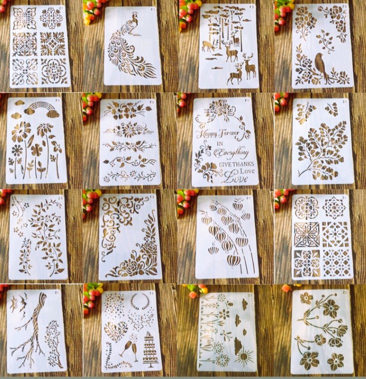 Template drawing/เทมเพลต/แม่แบบวาดลาย ขนาด 17.8x26 ซม. / DIY Layering Stencils Wall Painting Scrapbook Coloring Embossing Album Decorative Template