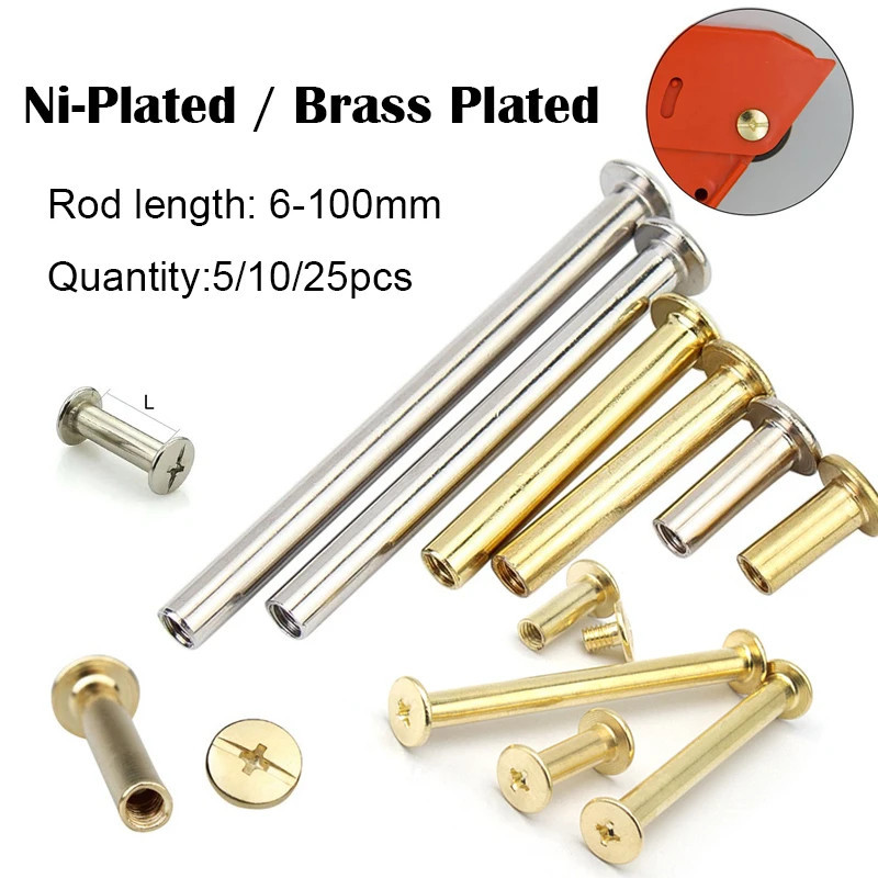 5/10/25pcs 5-100mm CU Binding Chicago Screw Post for Album Scrapbook Photo Album