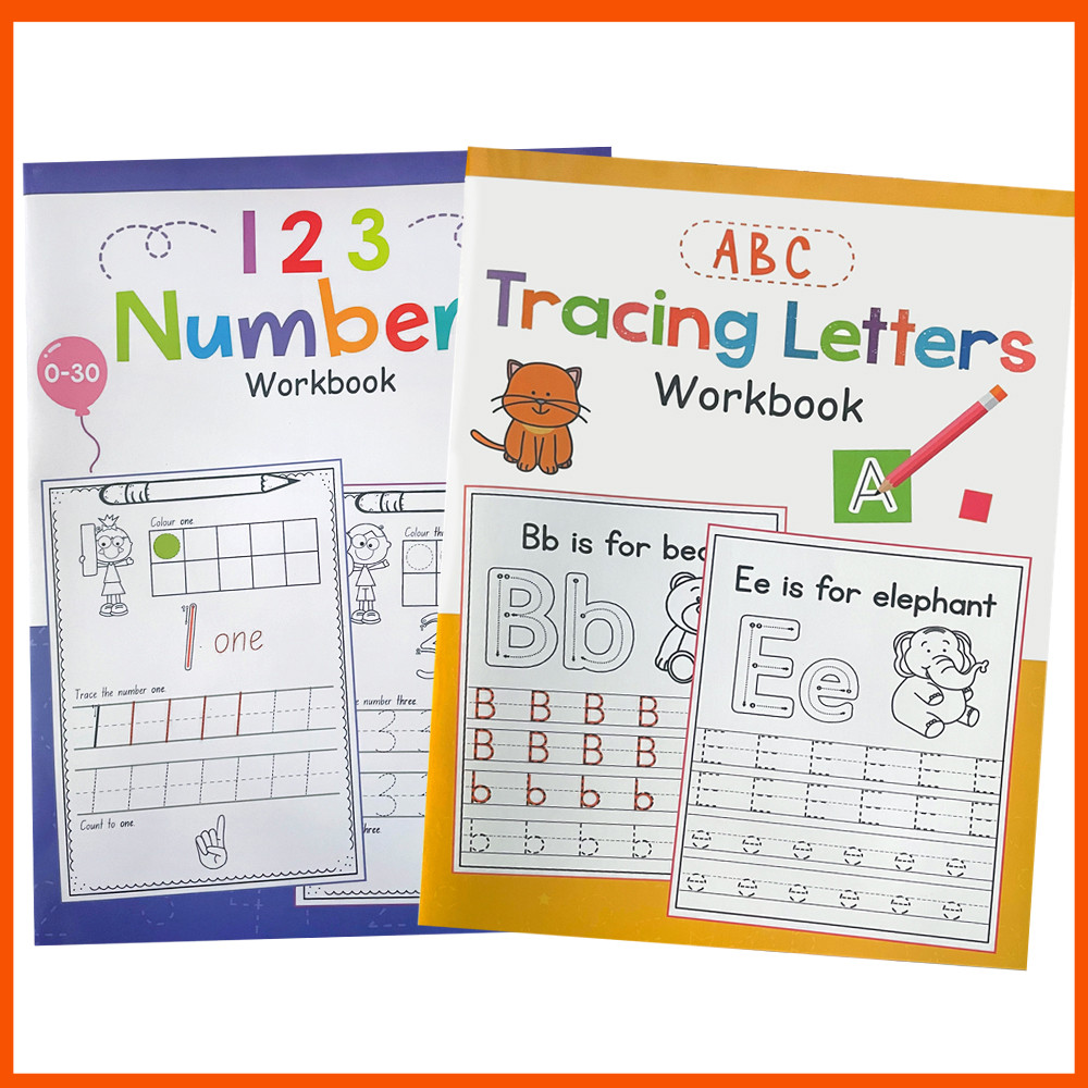Children Tracing Workbook Set: ABC Letters & Numbers 0-30 - Kids Preschool Writing & Number Recognition Educational Practice Books