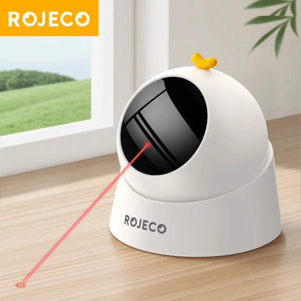 ROJECO เลเซอร์ของเล่นแมวอัตโนมัติอัจฉริยะเลเซอร์ของเล่นผิดปกติมีการหมุน360 °