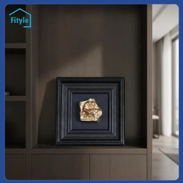 Sculptural Relief Contemporary Wall Art with Frame Framed Artwork Geometric Decor Abstract for Homeowners, Living Room, Entryway