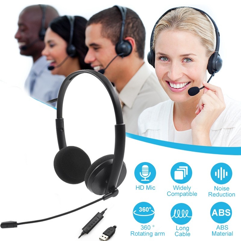 Noise Cancelling USB Headset Mute Function Call Center Headphone With Microphone For Computer