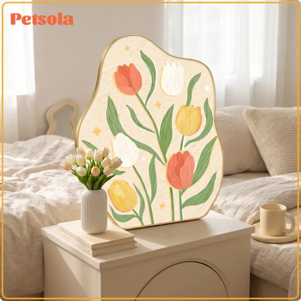 petsola Versatile Framed Floral Illustration Minimalist Framed Wall Art Boho Art Board with Frame Lightweight for Homeowners, Living Room